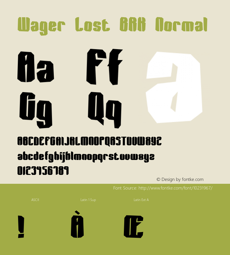 Wager Lost BRK Normal Version 1.03 Font Sample