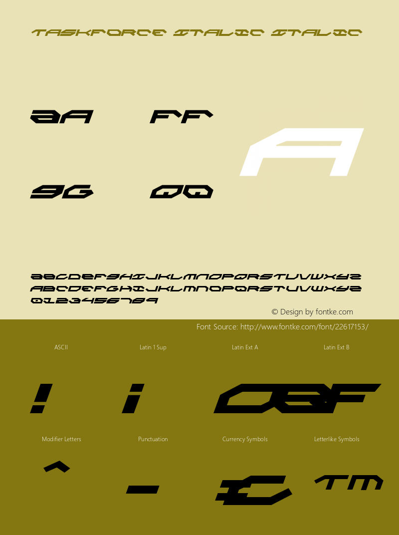 Taskforce Italic 001.000 Font Sample