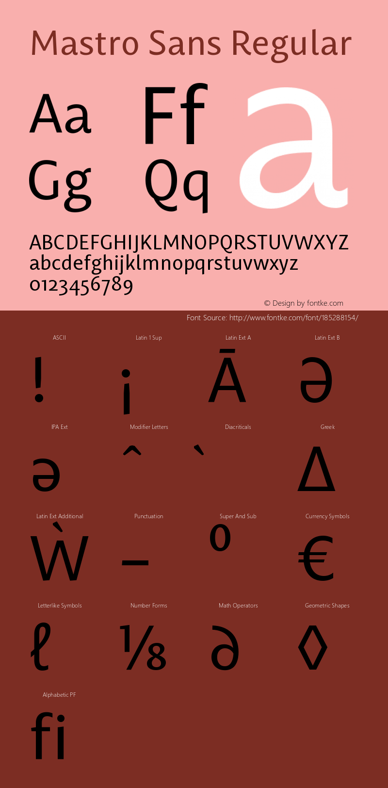 Mastro Sans Regular Version 1.000;PS 001.000;hotconv 1.0.88;makeotf.lib2.5.64775图片样张