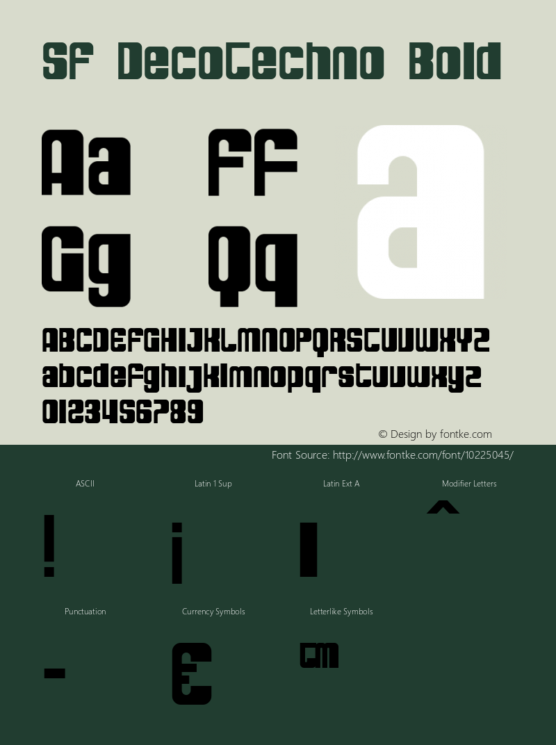 SF DecoTechno Bold Version 1.1 Font Sample