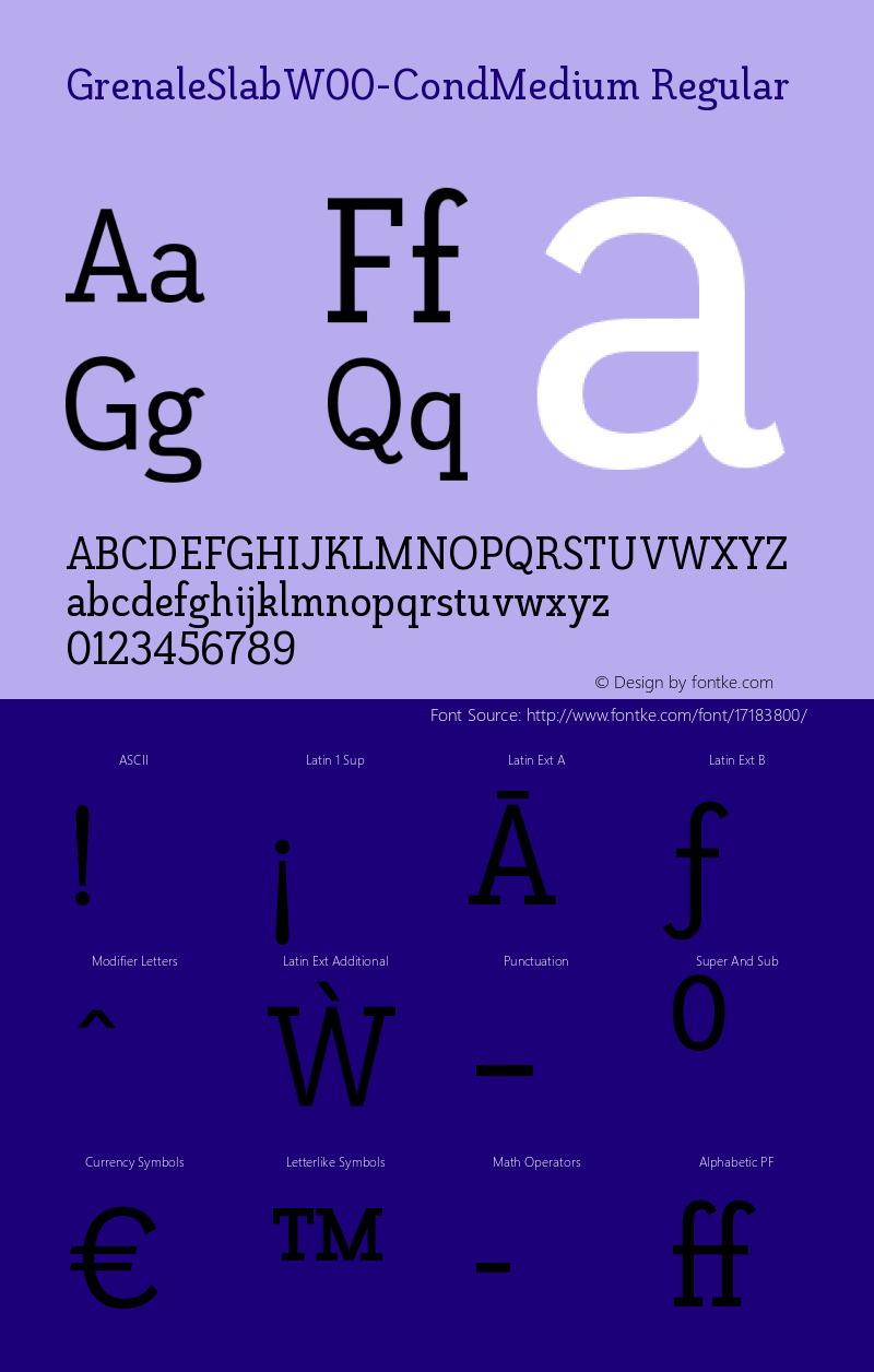 GrenaleSlabW00-CondMedium Regular Version 1.00 Font Sample