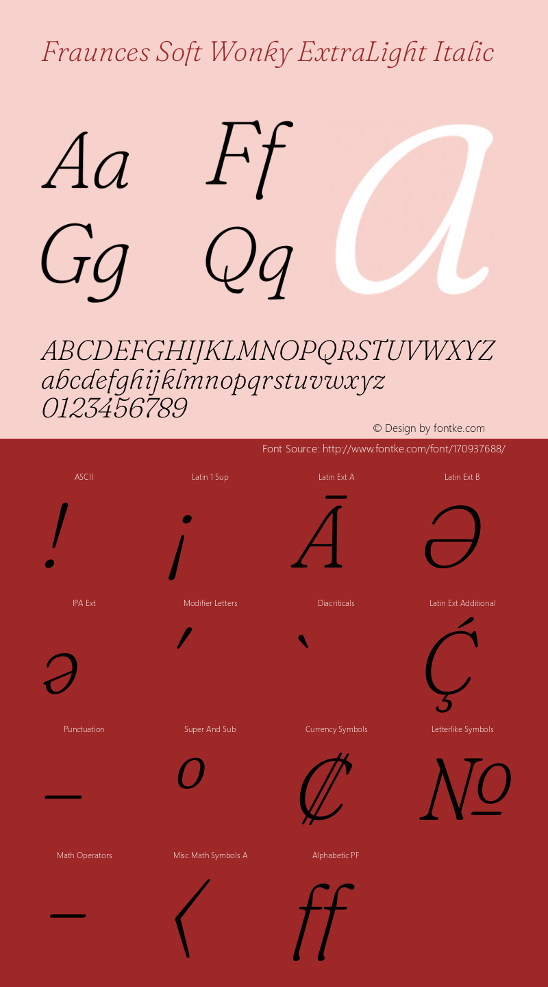 Fraunces Soft Wonky ExtraLight Italic Version 1.000;[b76b70a41]图片样张