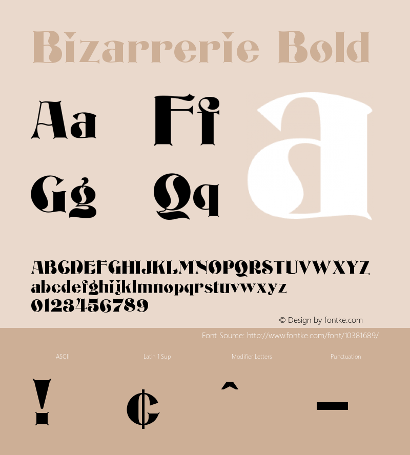 Bizarrerie Bold Version 1.000;PS 001.000;hotconv 1.0.38 Font Sample