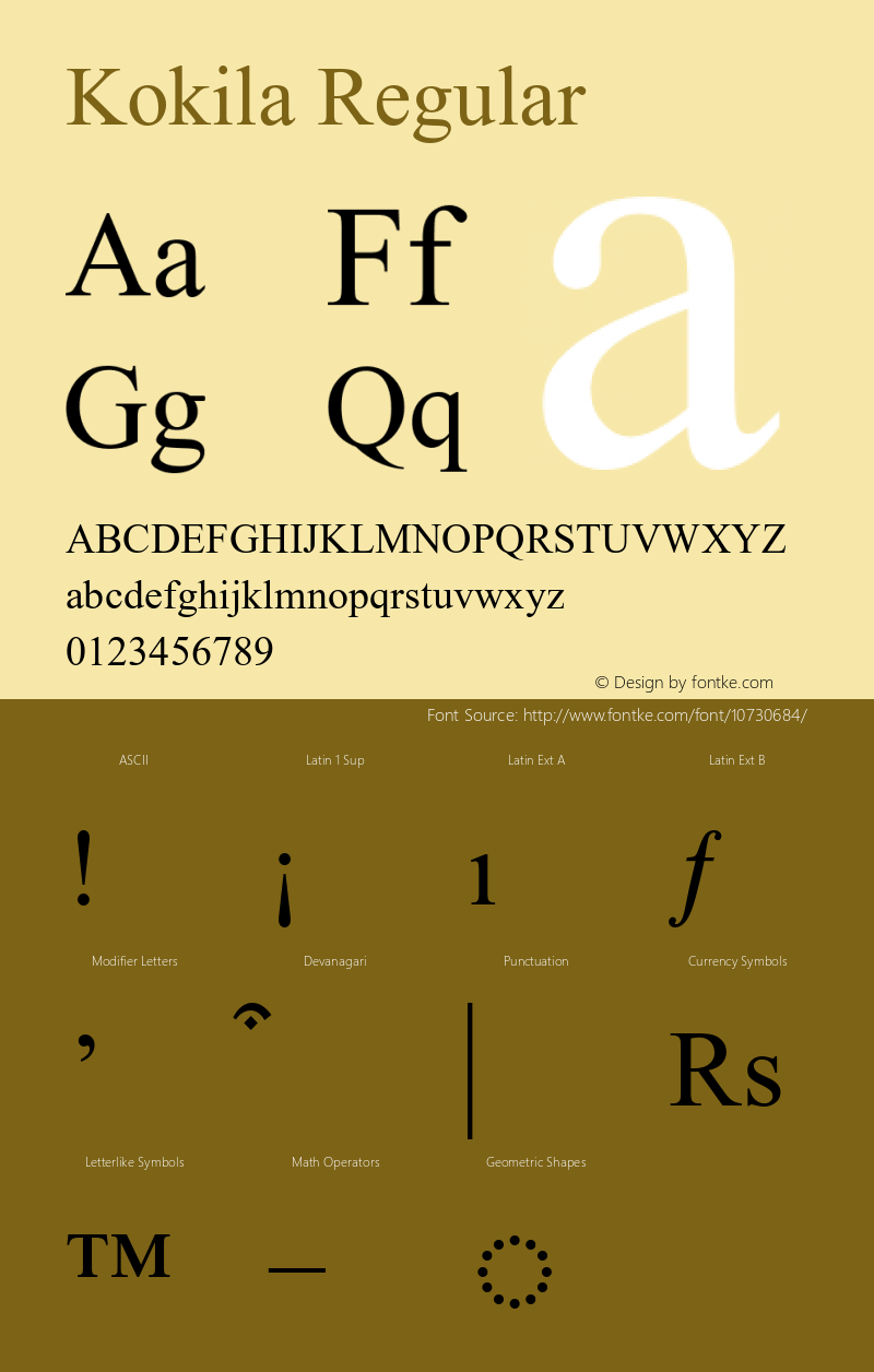 Kokila Regular Version 6.90 Font Sample