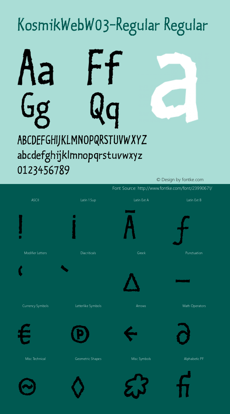 KosmikWeb W03 Regular Version 7.504 Font Sample