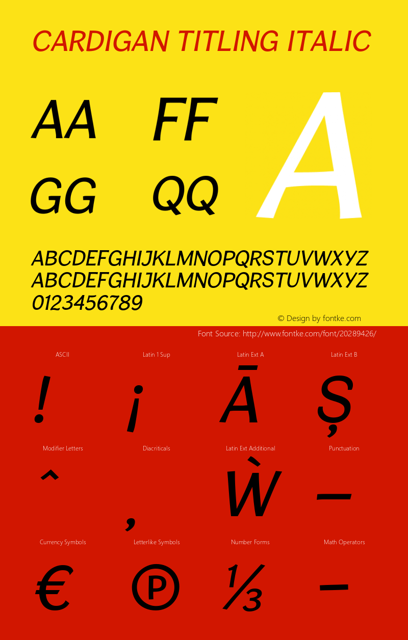 CardiganTitlingRg-Italic Version 1.003 Font Sample