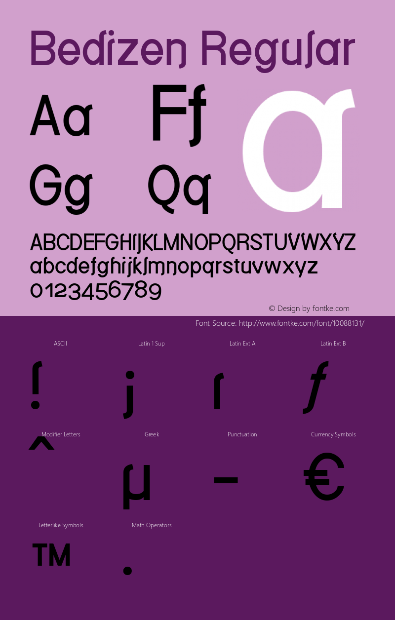 Bedizen Regular v0.1 3/20/01 Font Sample