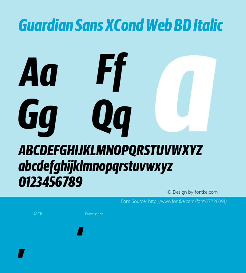 Guardian Sans XCond Web BD Italic Version 1.1 2012 Font Sample