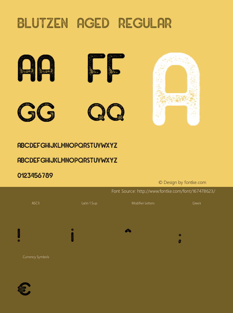 Blutzen Aged Version 1.00;November 16, 2018;FontCreator 11.5.0.2427 64-bit Font Sample