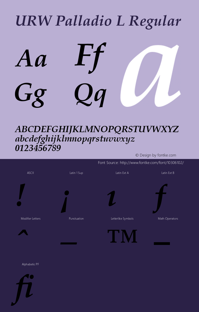 URW Palladio L Regular Version 001.005 Font Sample