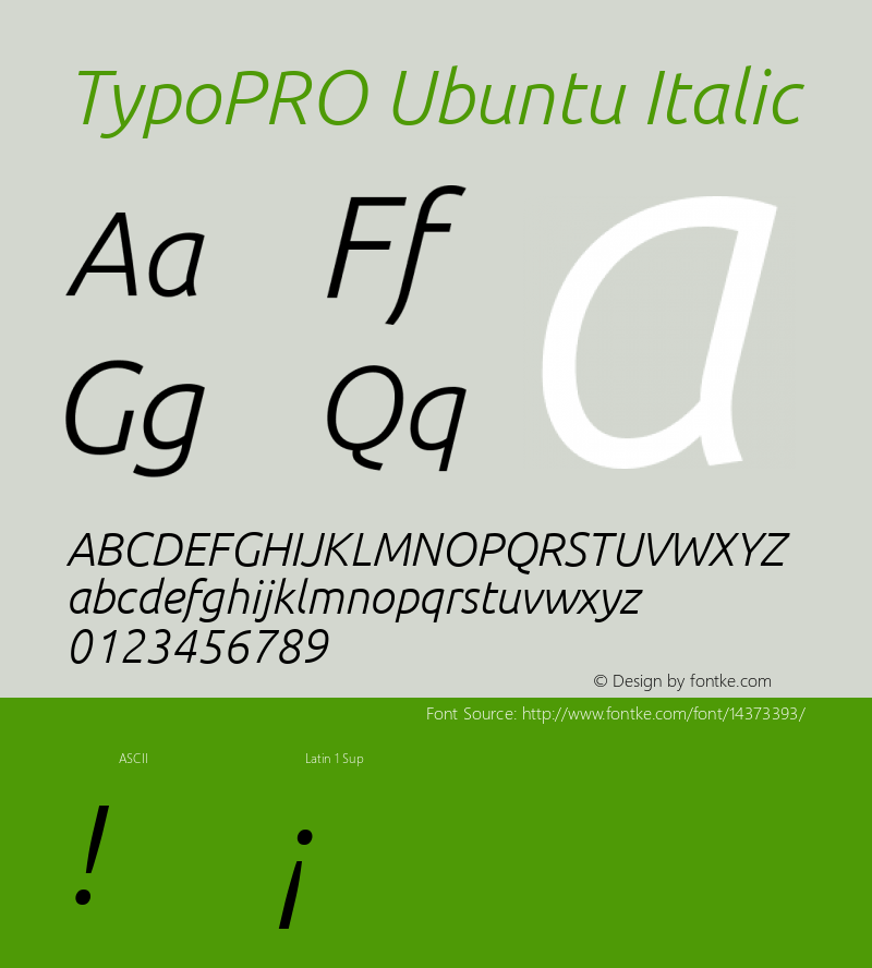 TypoPRO Ubuntu Italic Version 0.80 Font Sample