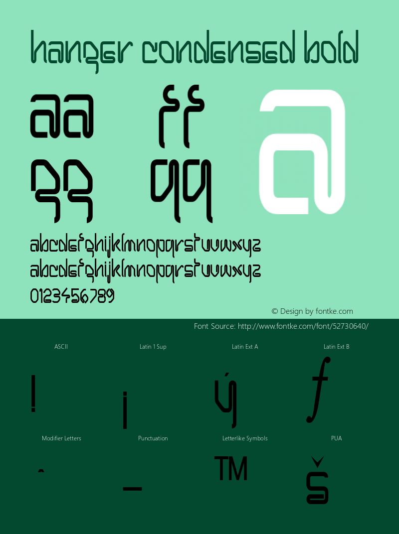 HangerCondensedBold Altsys Fontographer 4.1 1/5/95 {DfLp-URBC-66E7-7FBL-FXFA} Font Sample