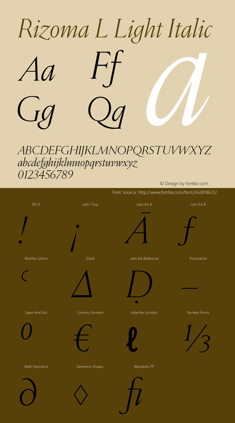 Rizoma L Light Italic Version 1.001图片样张