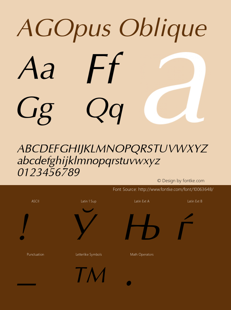 AGOpus Oblique 1.0 Thu Mar 24 20:31:03 1994 Font Sample