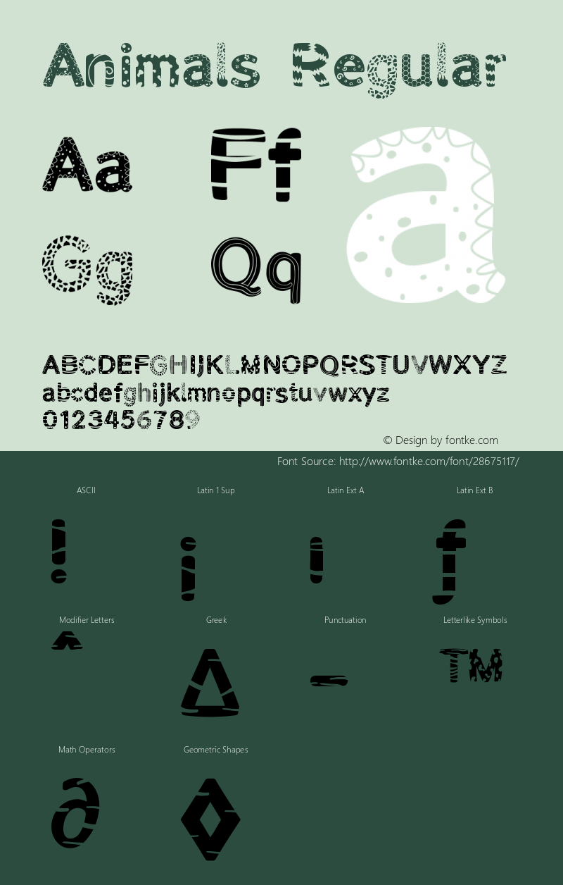 Animals Version 1.00 Font Sample