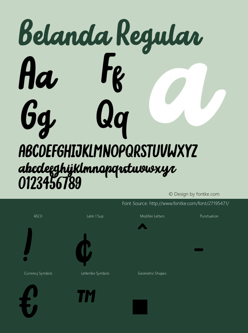 Belanda Version 1.000 Font Sample