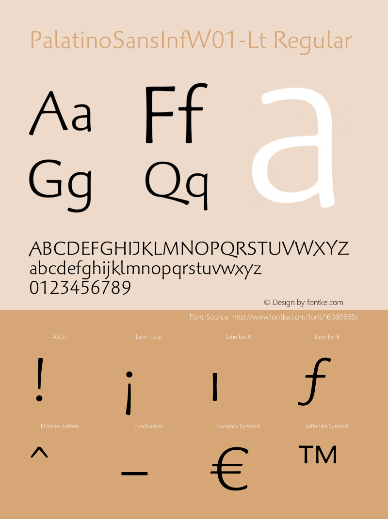 PalatinoSansInfW01-Lt Regular Version 2.1 Font Sample