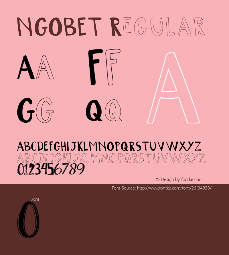 NGOBET Version 1.00 2018 Font Sample