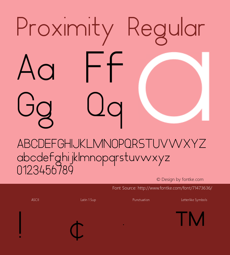 Proximity Regular Version 1.000 Font Sample