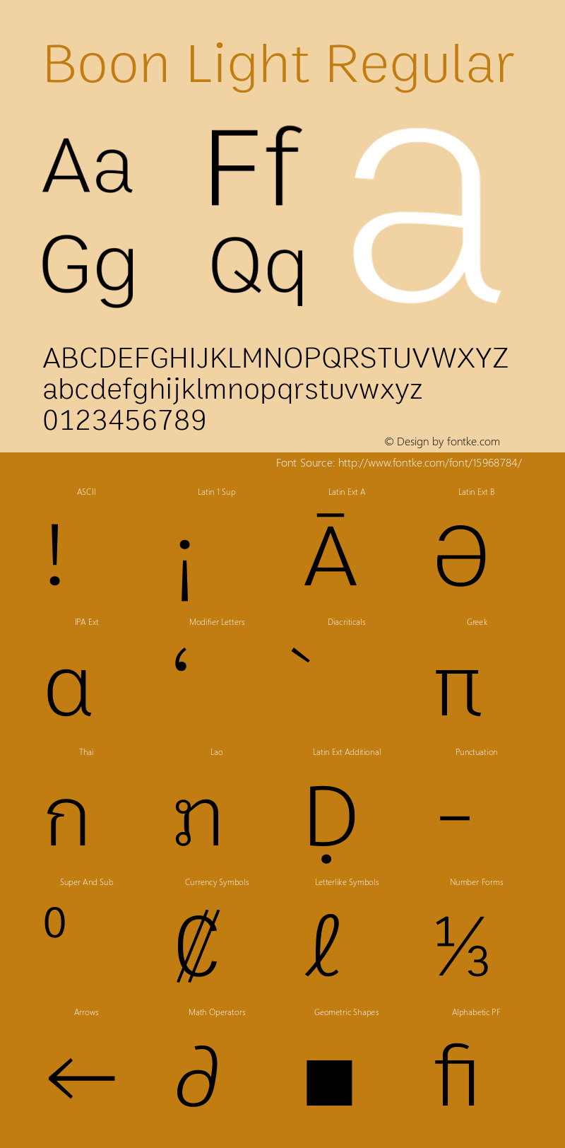 Boon Light Regular Version 1.1 Font Sample