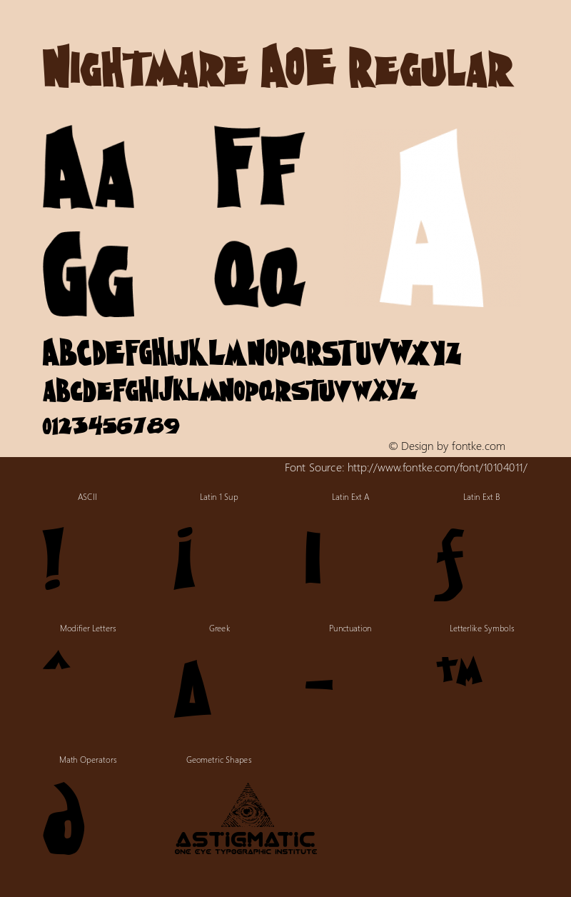 Nightmare AOE Regular Macromedia Fontographer 4.1.2 4/21/02 Font Sample