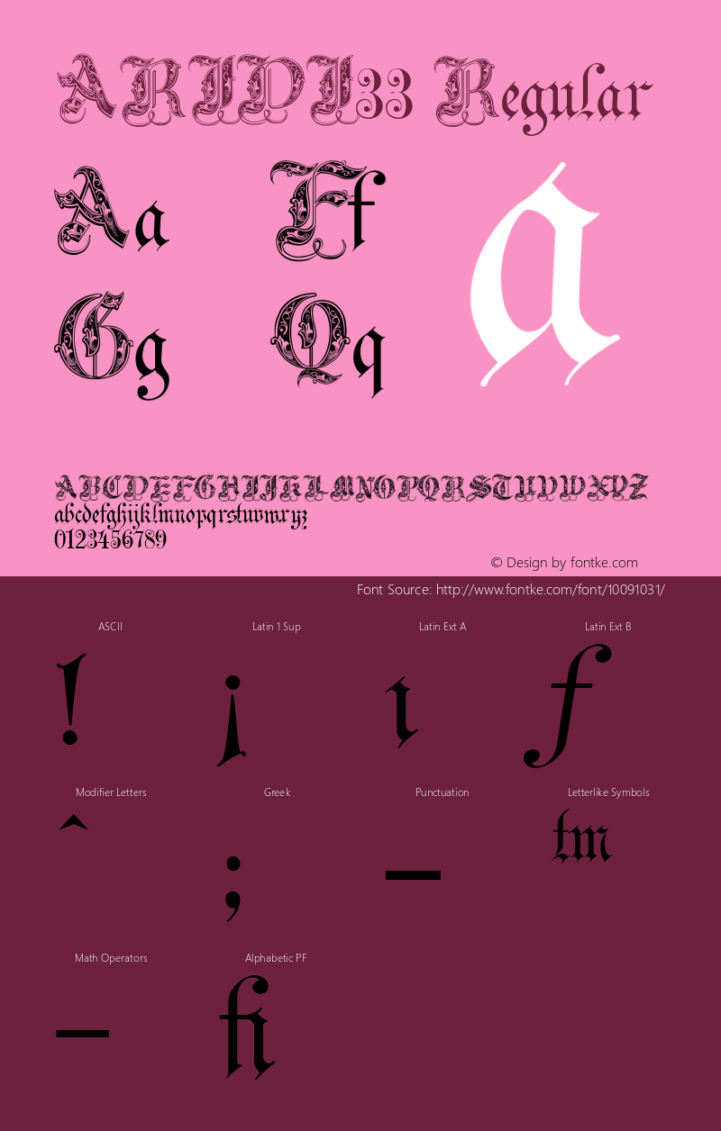 ARIDI33 Regular 1.0 Font Sample