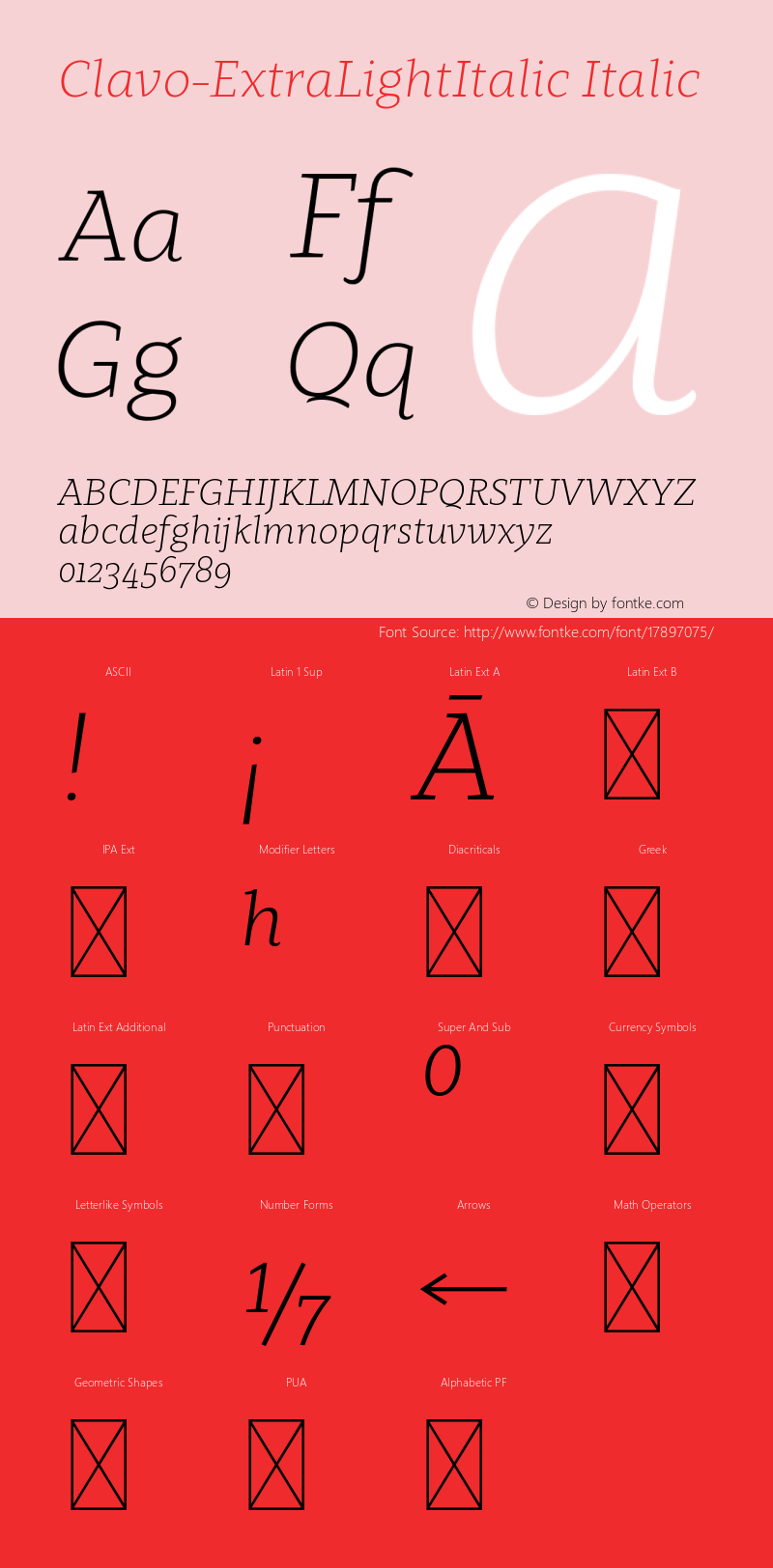 Clavo-ExtraLightItalic Italic Version 1.000;PS 001.000;hotconv 1.0.70;makeotf.lib2.5.58329 Font Sample