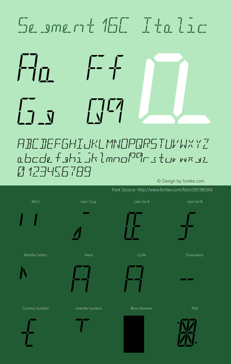 Segment16C Italic  Font Sample