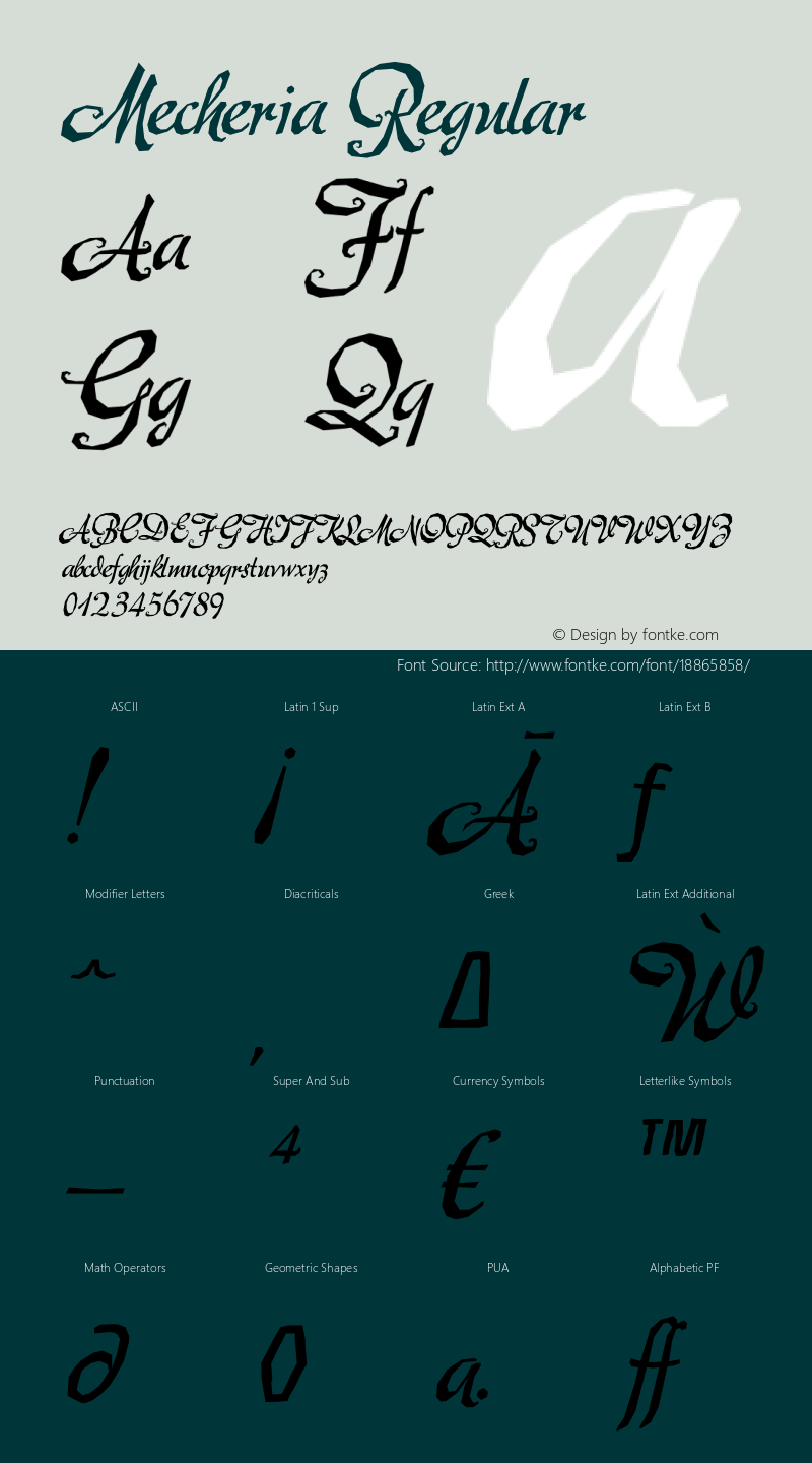 Mecheria Regular Version 2.100 Font Sample