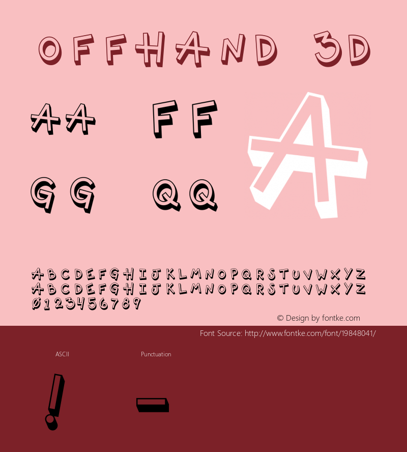 Offhand 3D Version 1.000 Font Sample