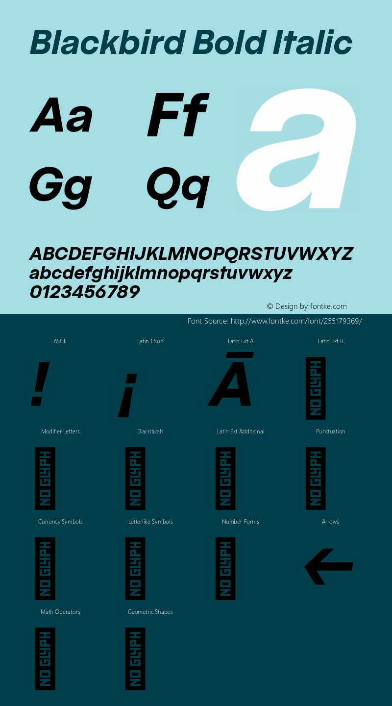 Blackbird Bold Italic Version 1.000;Glyphs 3.1.2 (3151)图片样张