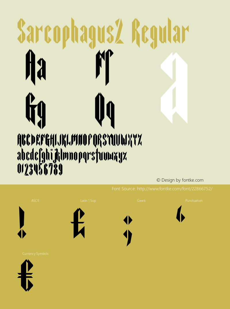 Sarcophagus2 Version 2.00 October 30, 2010, initial release Font Sample