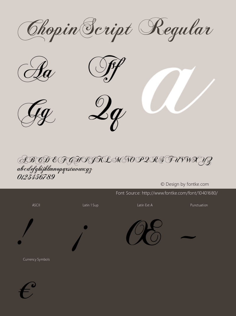 ChopinScript Regular Version 1.100;PS 001.100;hotconv 1.0.38 Font Sample