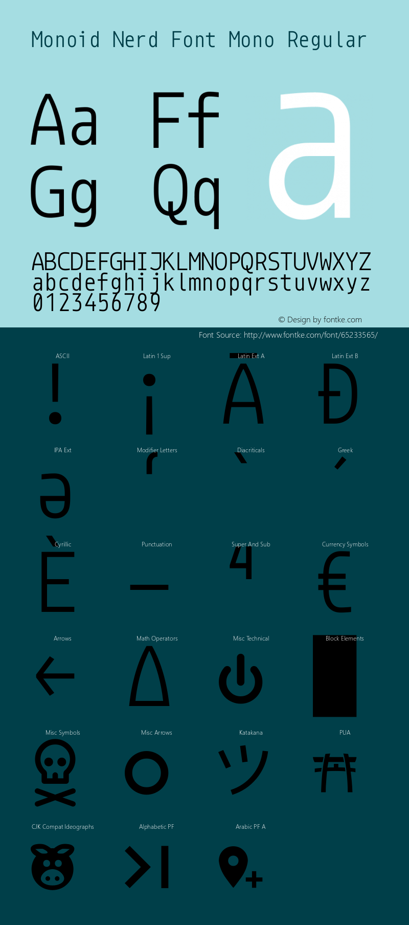 Monoid Regular Nerd Font Complete Mono Version 0.61;Nerd Fonts 2.1. Font Sample