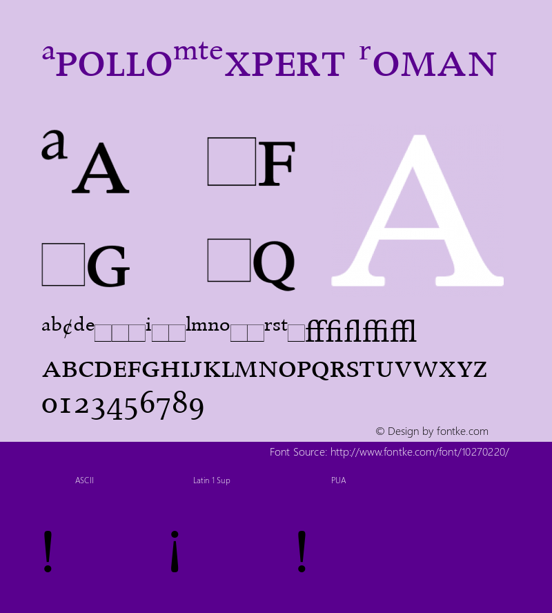 ApolloMTExpert Roman Version 1.00 Font Sample