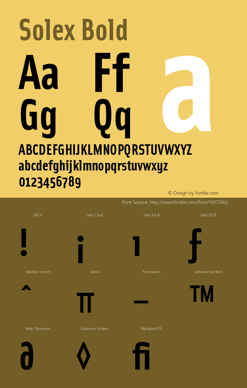 Solex Bold Version 001.000 Font Sample