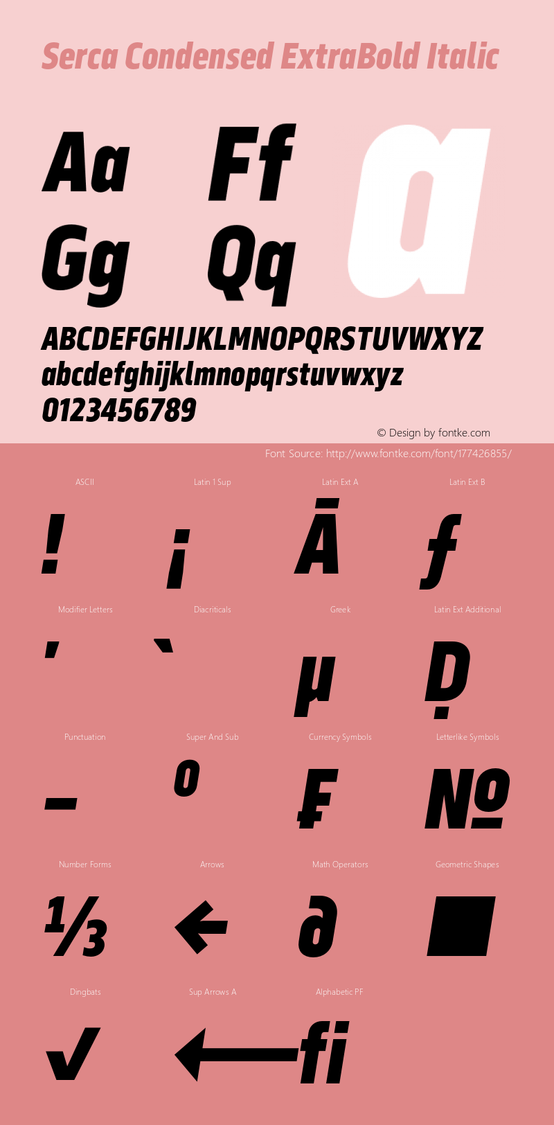 Serca Condensed ExtraBold Italic Version 1.000;hotconv 1.0.109;makeotfexe 2.5.65596图片样张