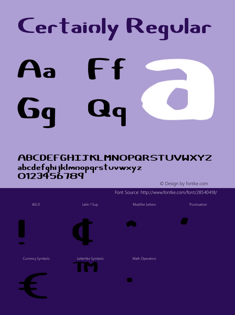 Certainly Version 1.00;February 8, 2019;FontCreator 11.5.0.2430 64-bit Font Sample