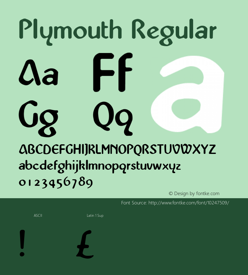 Plymouth Regular Version 1.00 Font Sample