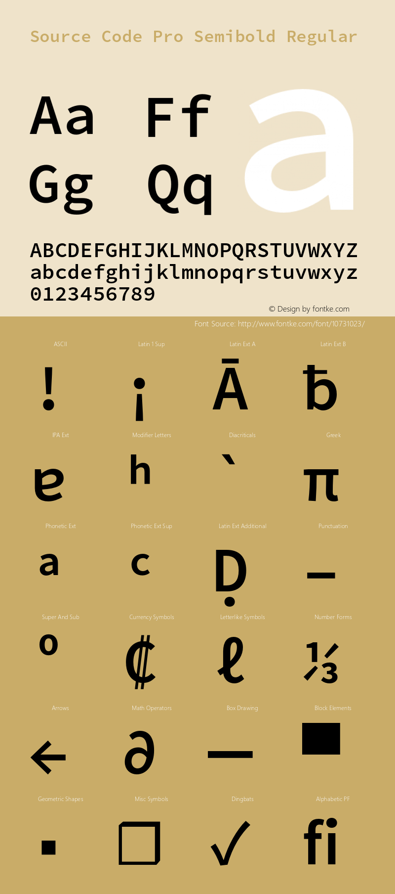 Source Code Pro Semibold Regular Version 1.017;PS 1.000;hotconv 1.0.70;makeotf.lib2.5.5900 Font Sample