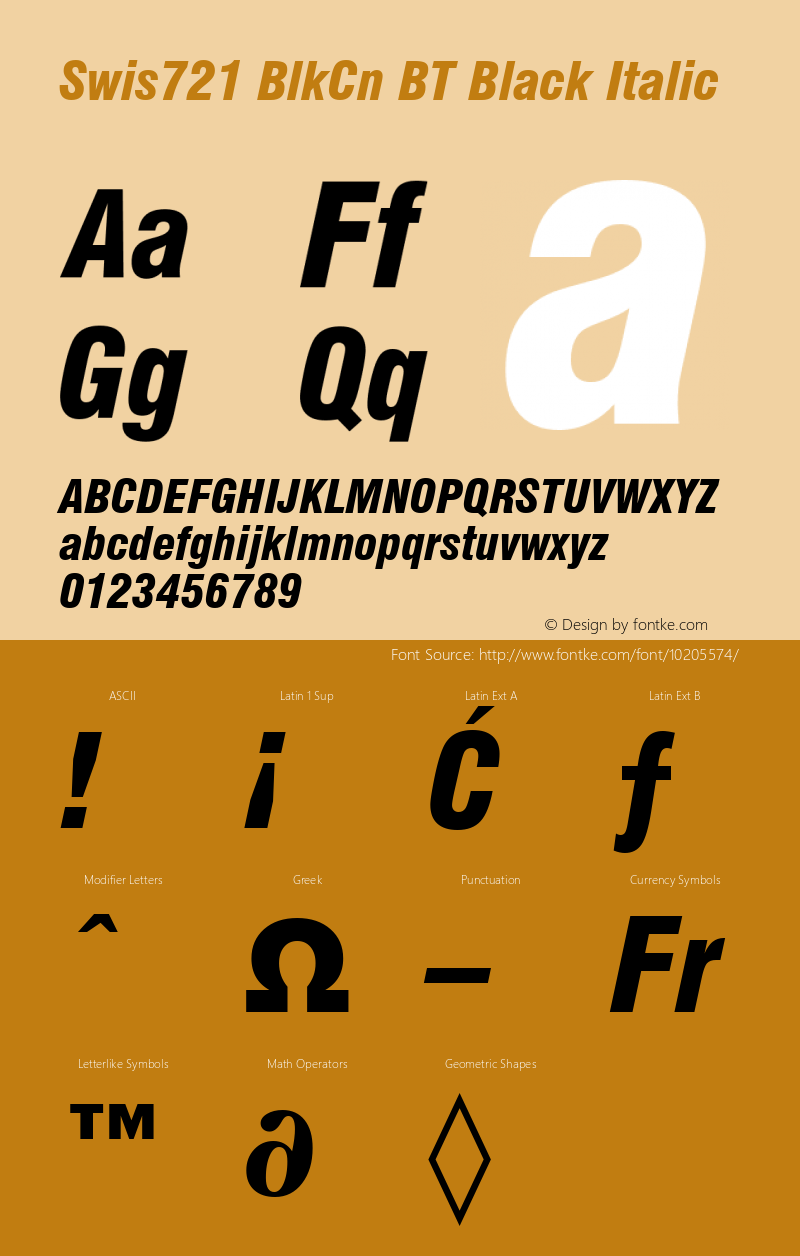 Swis721 BlkCn BT Black Italic mfgpctt-v1.50 Thursday, December 31, 1992 10:56:29 am (EST) Font Sample