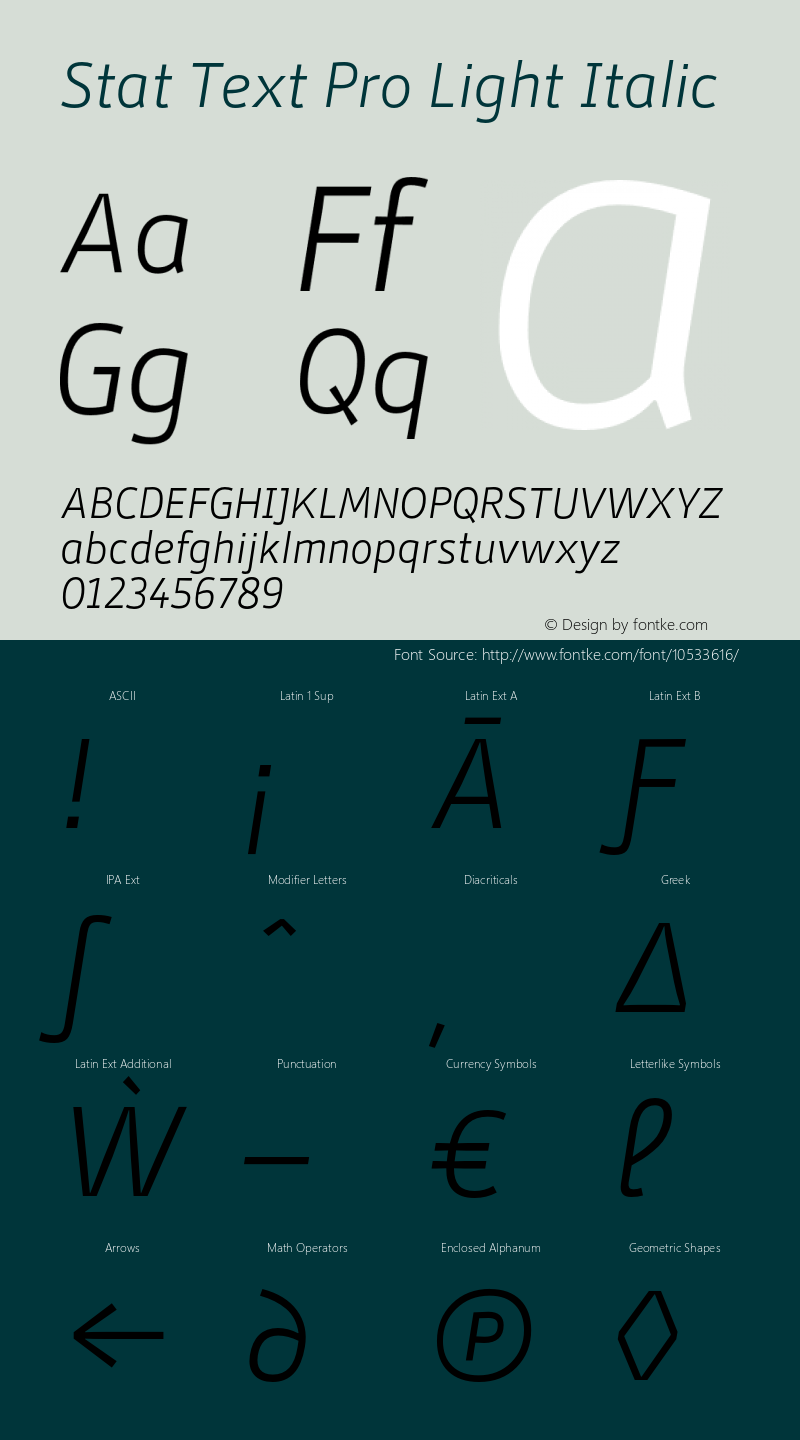 Stat Text Pro Light Italic Version 1.002 wf-X by Blackyblack Font Sample