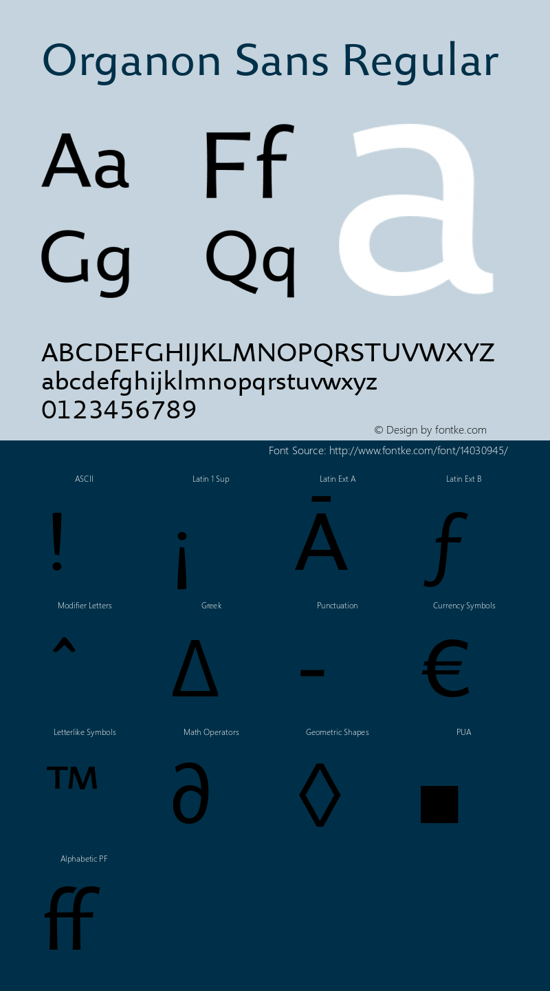 Organon Sans Regular 002.002 Font Sample