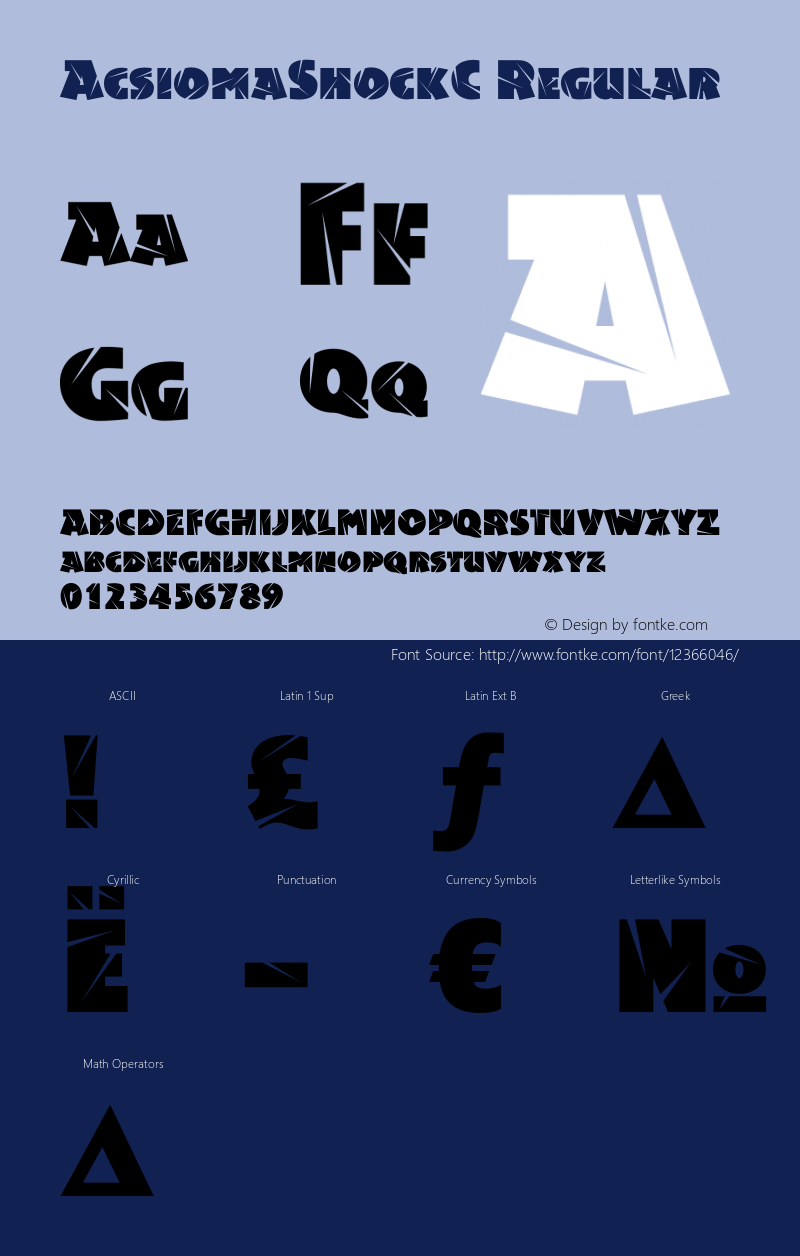 AcsiomaShockC Regular OTF 1.0;PS 001.000;Core 116;AOCW 1.0 161 Font Sample