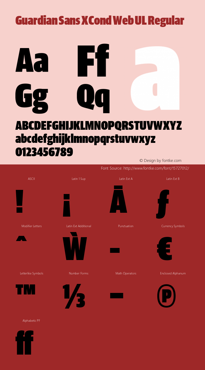 Guardian Sans XCond Web UL Regular Version 1.1 2012 Font Sample