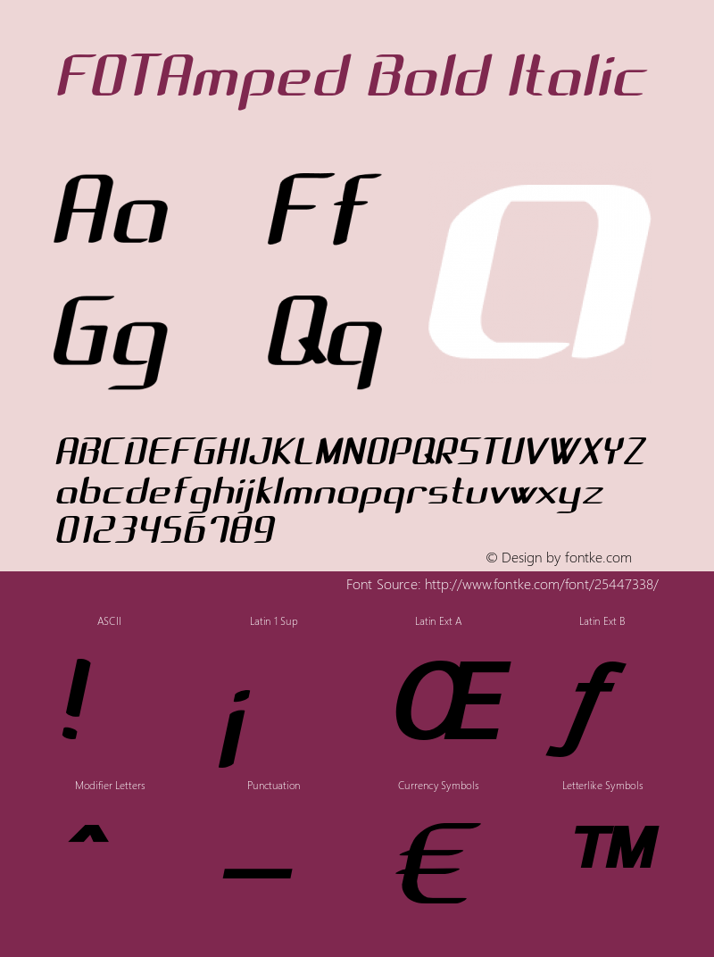 FOTAmped-BoldItalic Version 1.000 Font Sample