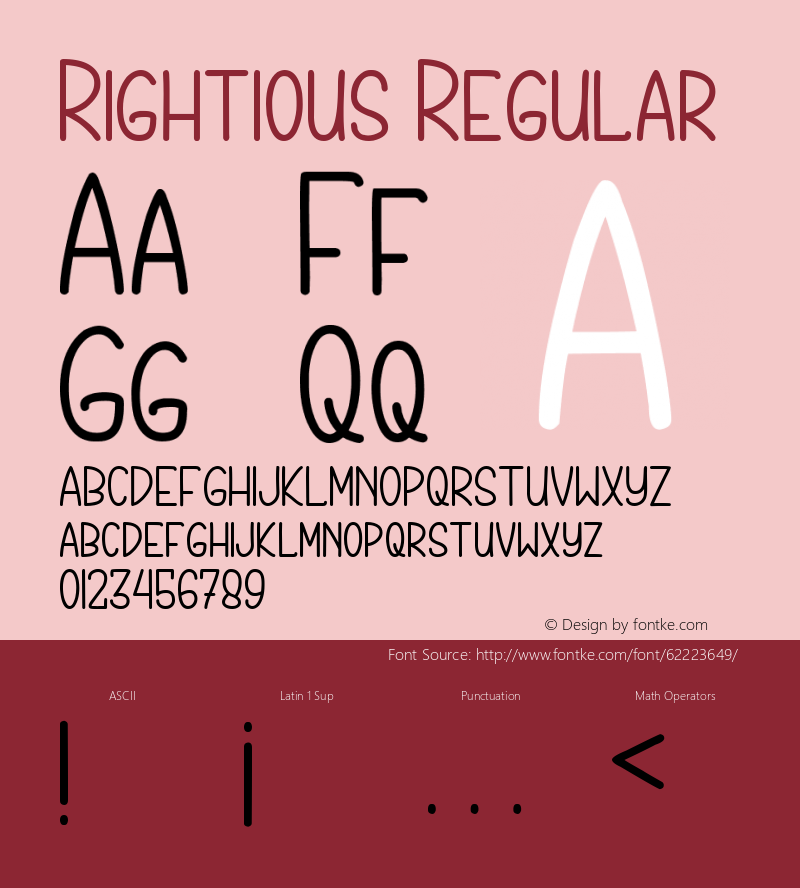 Rightious Version 1.00;April 27, 2020;FontCreator 12.0.0.2545 64-bit Font Sample