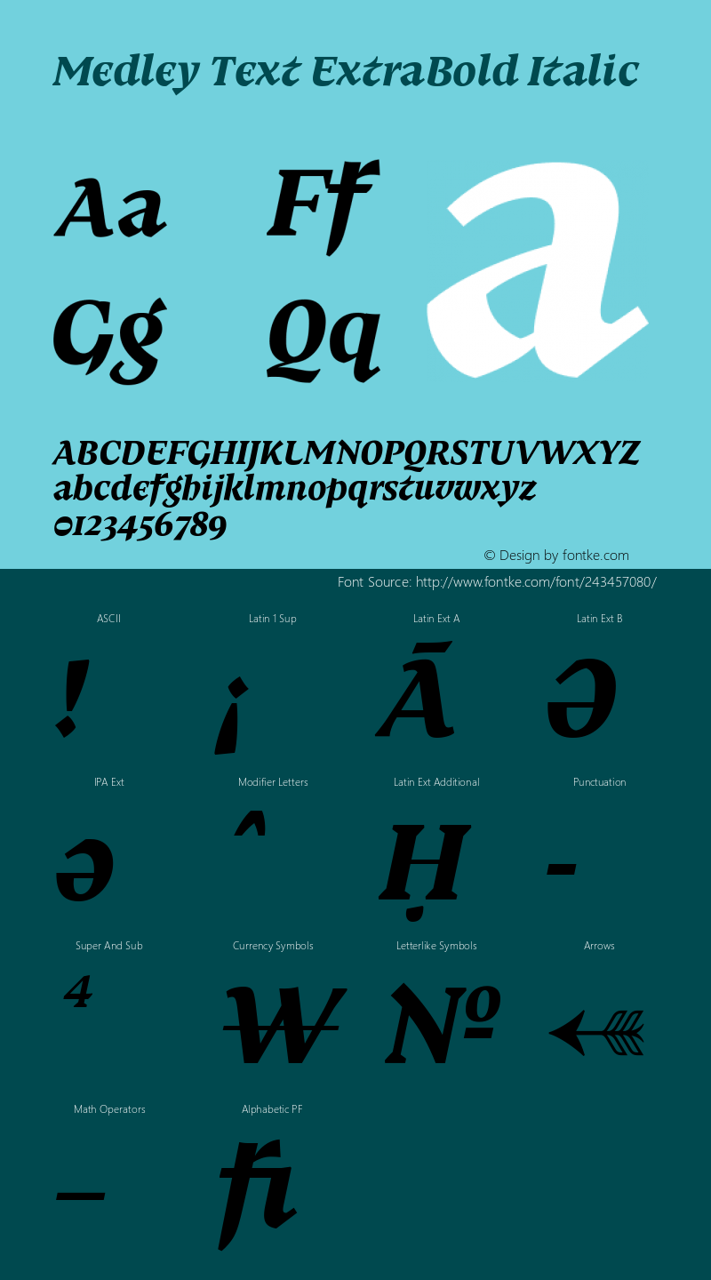 Medley Text ExtraBold Italic Version 1.000 | web-ttf图片样张