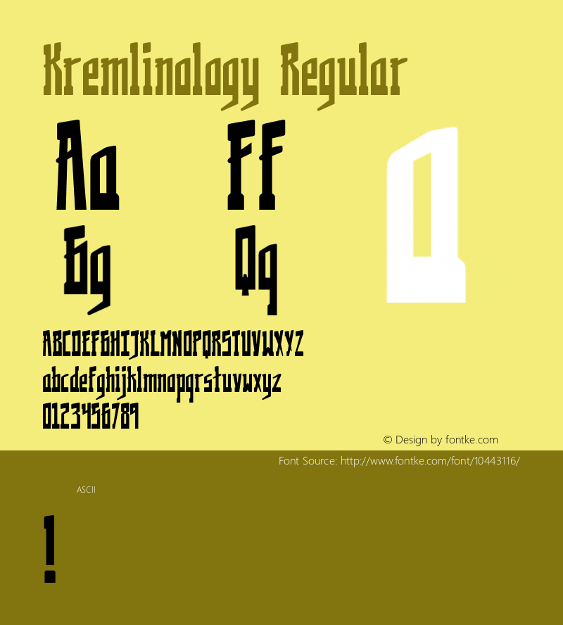 Kremlinology Regular Version 1.000;PS 001.001;hotconv 1.0.56 Font Sample