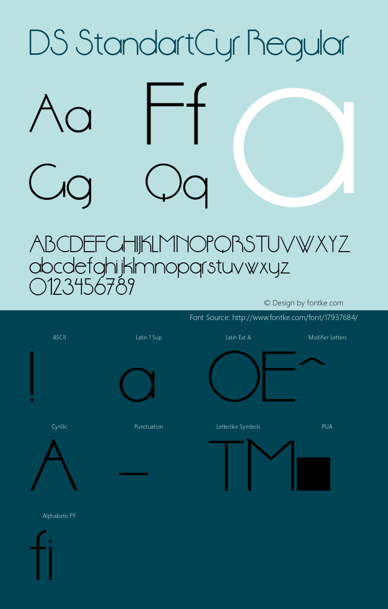 DS StandartCyr Regular 1.0 D-Studio;Moscow;1998;Dubina Nikolay Font Sample